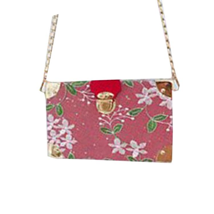 Broderi Blommiga Pu Flap Crossbody-Väskor