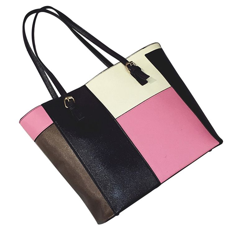 Casual Patchwork Handväska Med Dragkedja