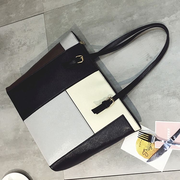 Casual Patchwork Handväska Med Dragkedja