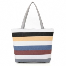 Casual Stripe Canvas Handväska