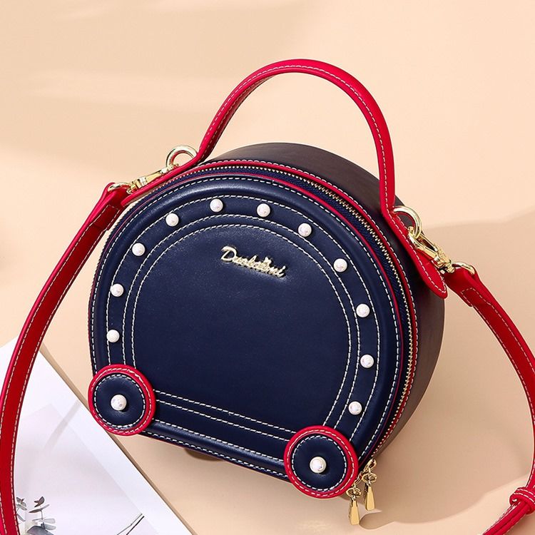 Color Block Pu Circular Crossbody-Väskor