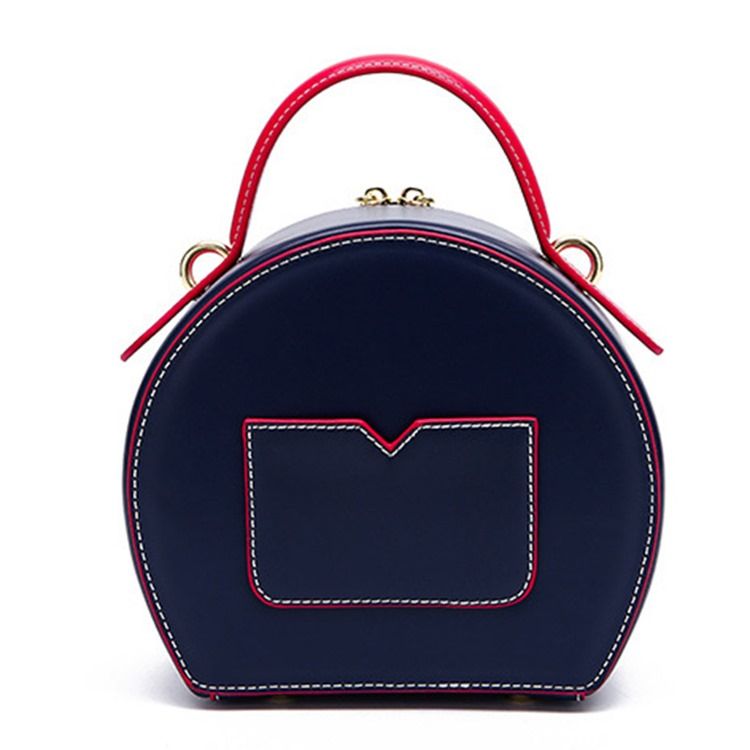 Color Block Pu Circular Crossbody-Väskor