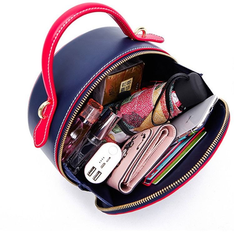 Color Block Pu Circular Crossbody-Väskor