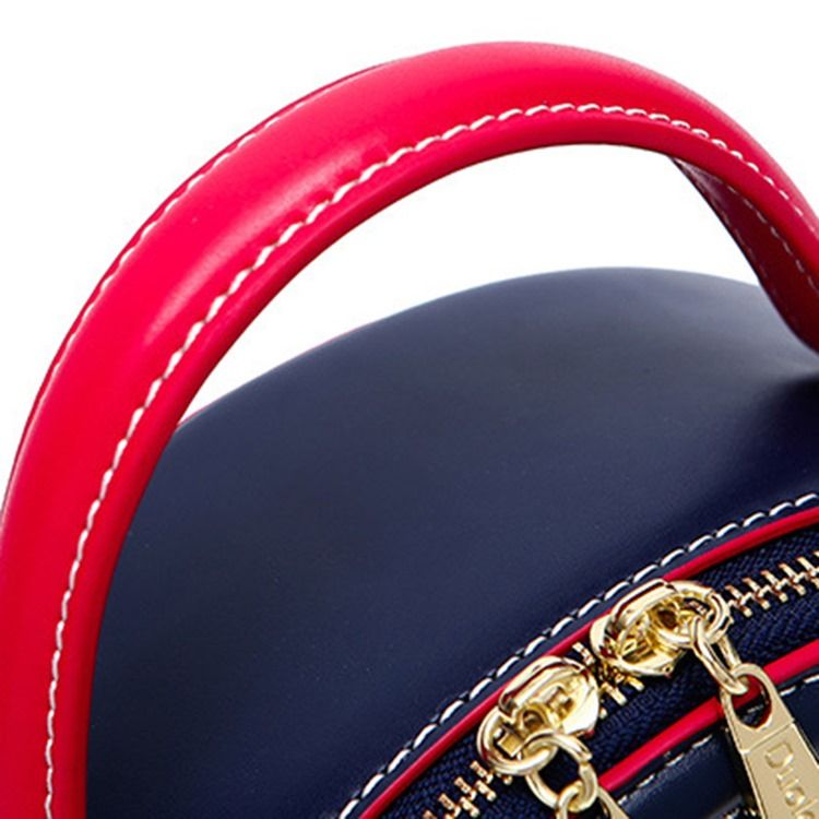Color Block Pu Circular Crossbody-Väskor