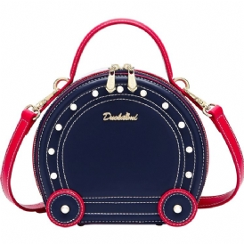Color Block Pu Circular Crossbody-Väskor