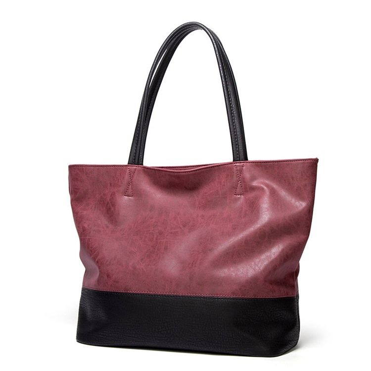 Color Block Pu Rektangulära Axelväskor