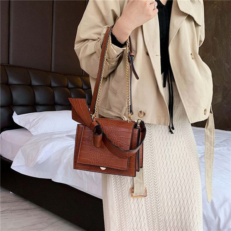 Embossing Alligator Pu Square Crossbody-Väskor