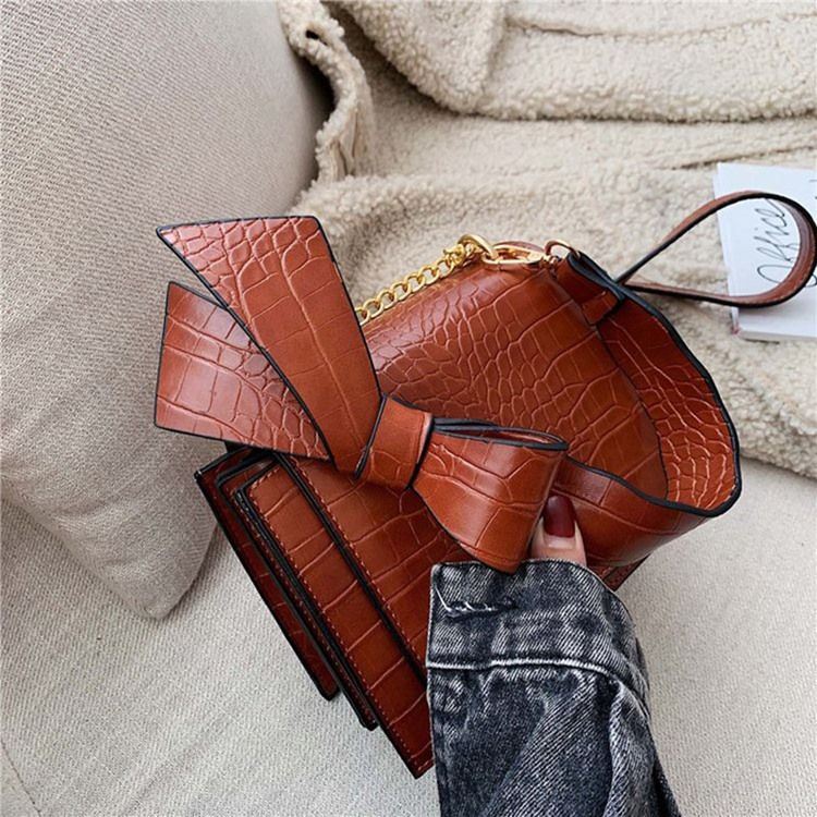 Embossing Alligator Pu Square Crossbody-Väskor