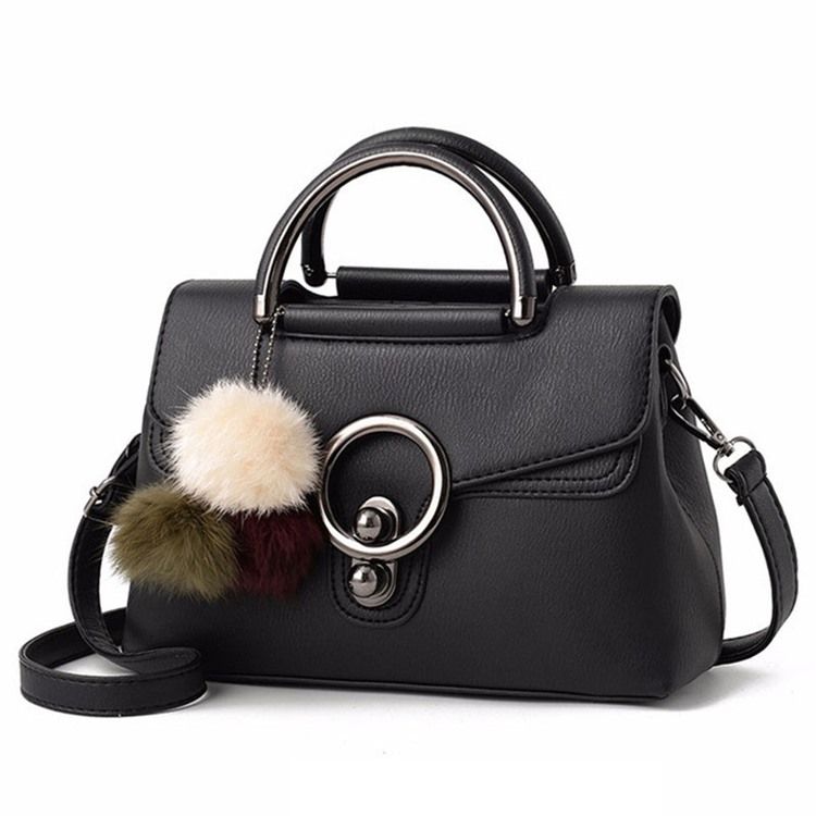 Enfärgad Plysch Bollhängande Crossbody-Väska