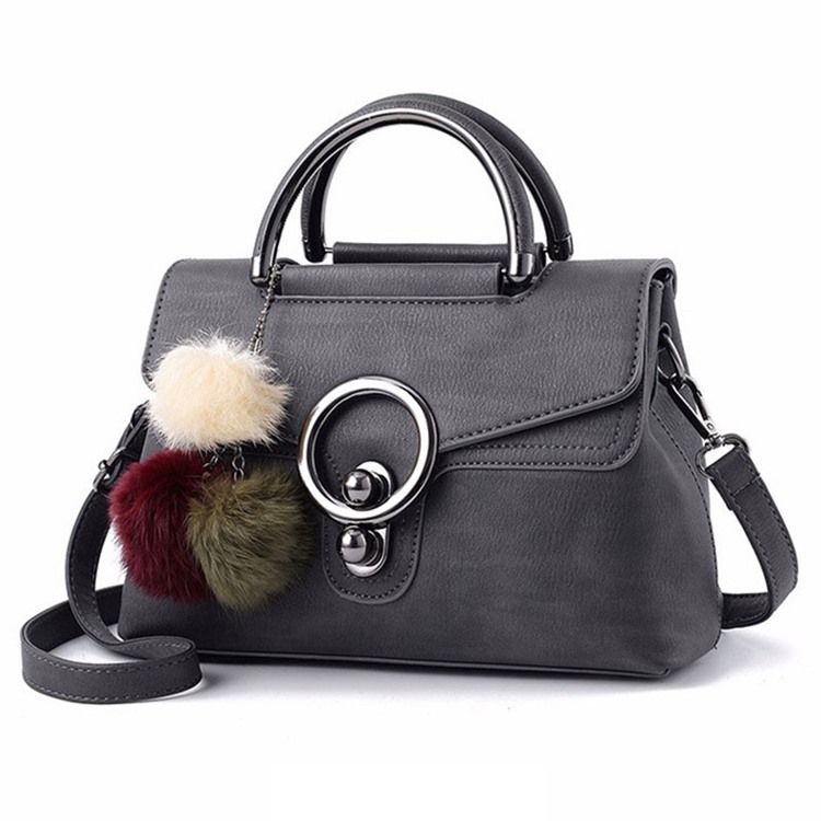 Enfärgad Plysch Bollhängande Crossbody-Väska