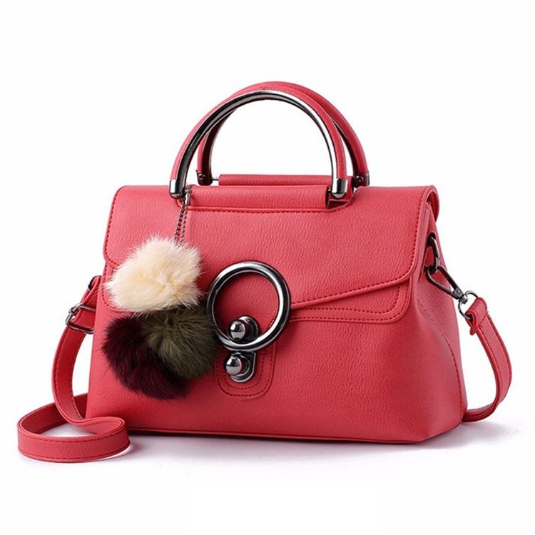 Enfärgad Plysch Bollhängande Crossbody-Väska