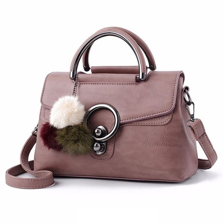 Enfärgad Plysch Bollhängande Crossbody-Väska