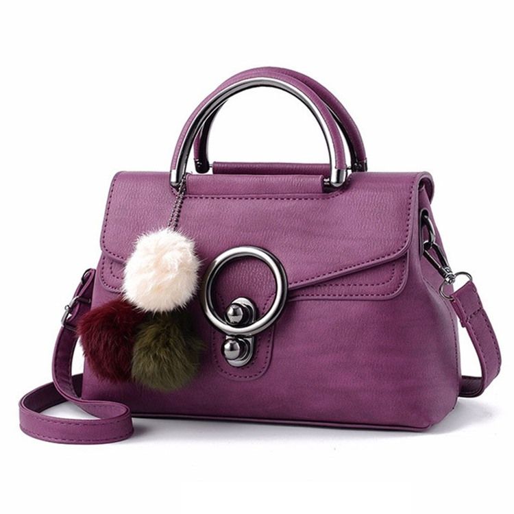 Enfärgad Plysch Bollhängande Crossbody-Väska