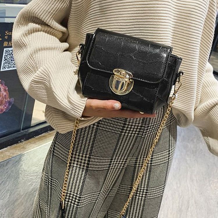 Kedja Pu Alligator Rektangel Crossbody-Väskor