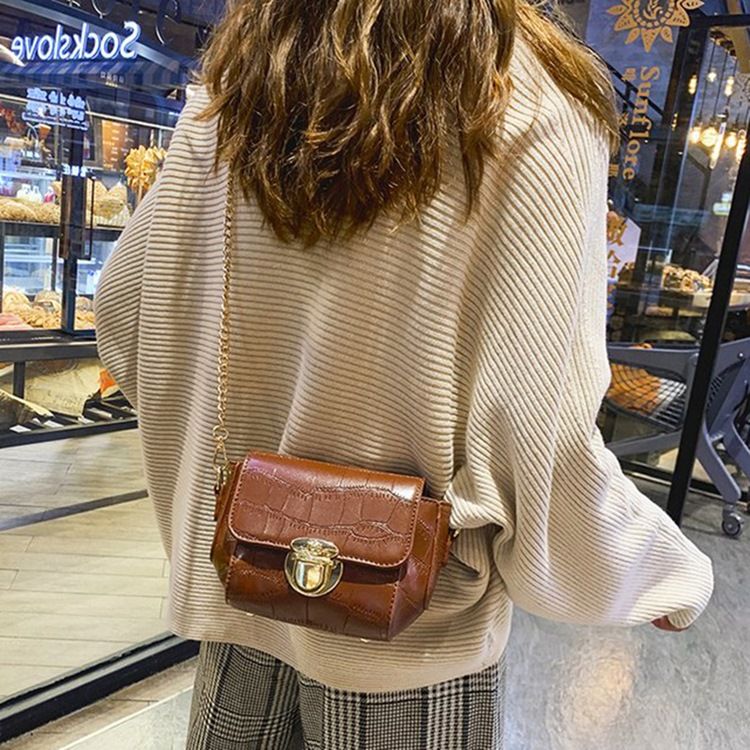 Kedja Pu Alligator Rektangel Crossbody-Väskor