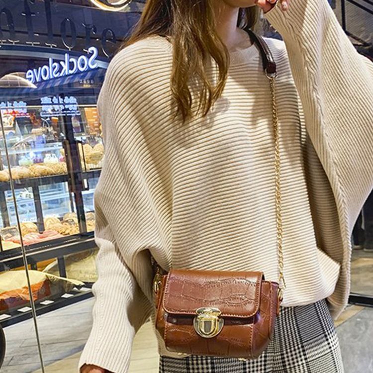 Kedja Pu Alligator Rektangel Crossbody-Väskor