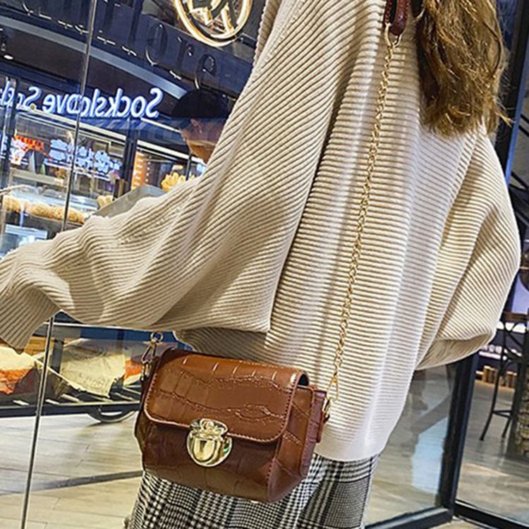 Kedja Pu Alligator Rektangel Crossbody-Väskor