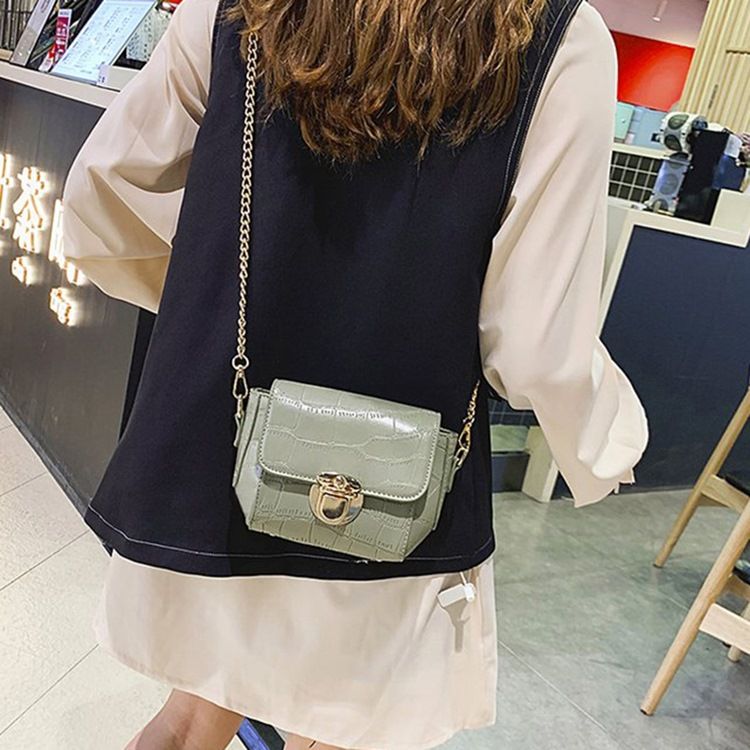 Kedja Pu Alligator Rektangel Crossbody-Väskor