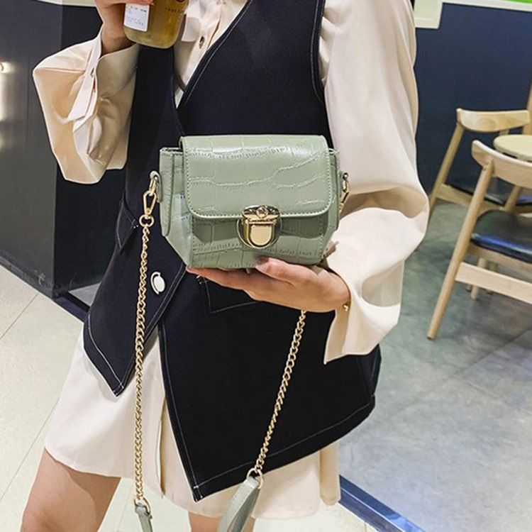 Kedja Pu Alligator Rektangel Crossbody-Väskor