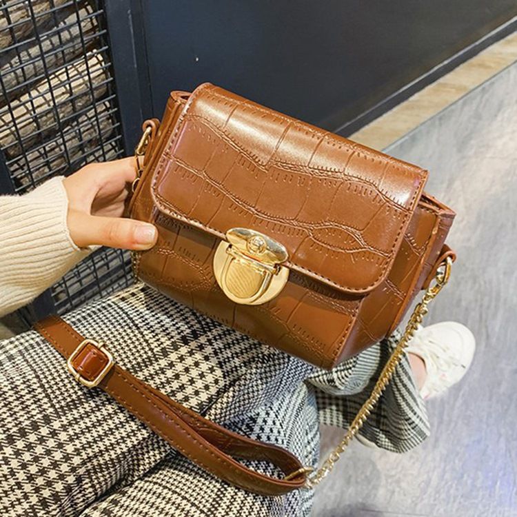 Kedja Pu Alligator Rektangel Crossbody-Väskor