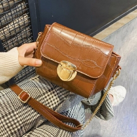 Kedja Pu Alligator Rektangel Crossbody-Väskor