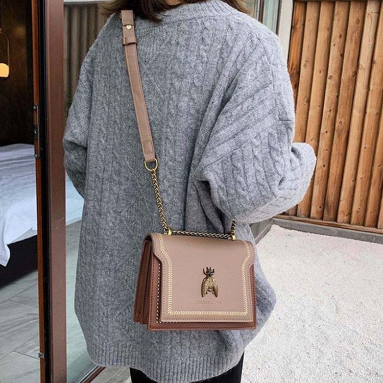 Kedja Pu Rektangel Crossbody-Väskor För Kvinnor