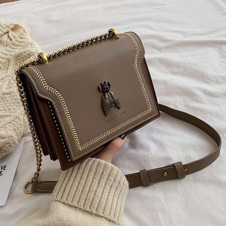 Kedja Pu Rektangel Crossbody-Väskor För Kvinnor