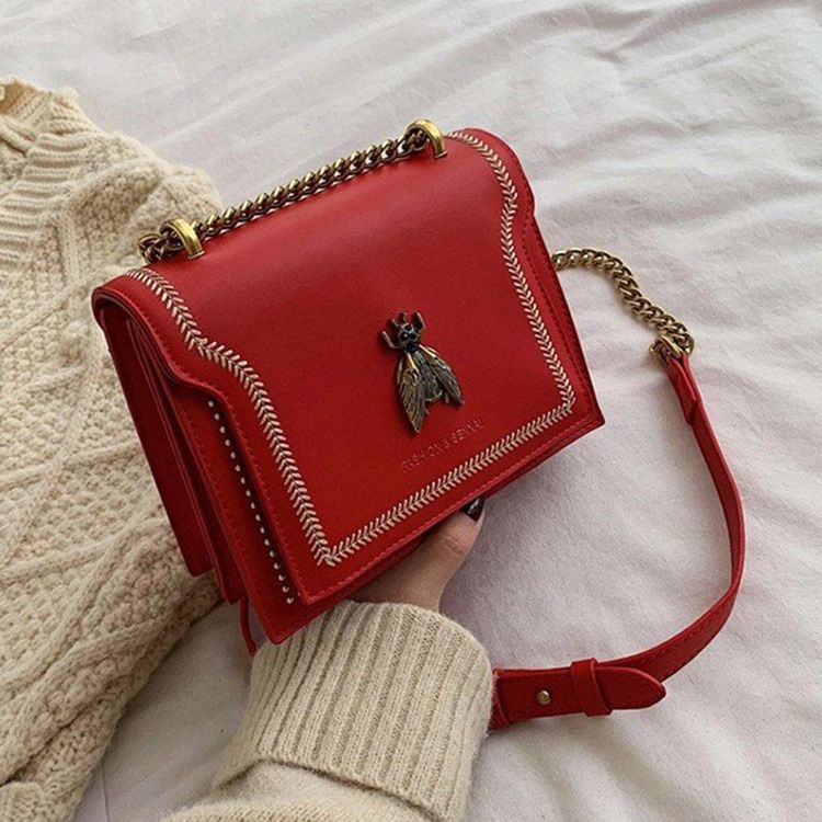 Kedja Pu Rektangel Crossbody-Väskor För Kvinnor