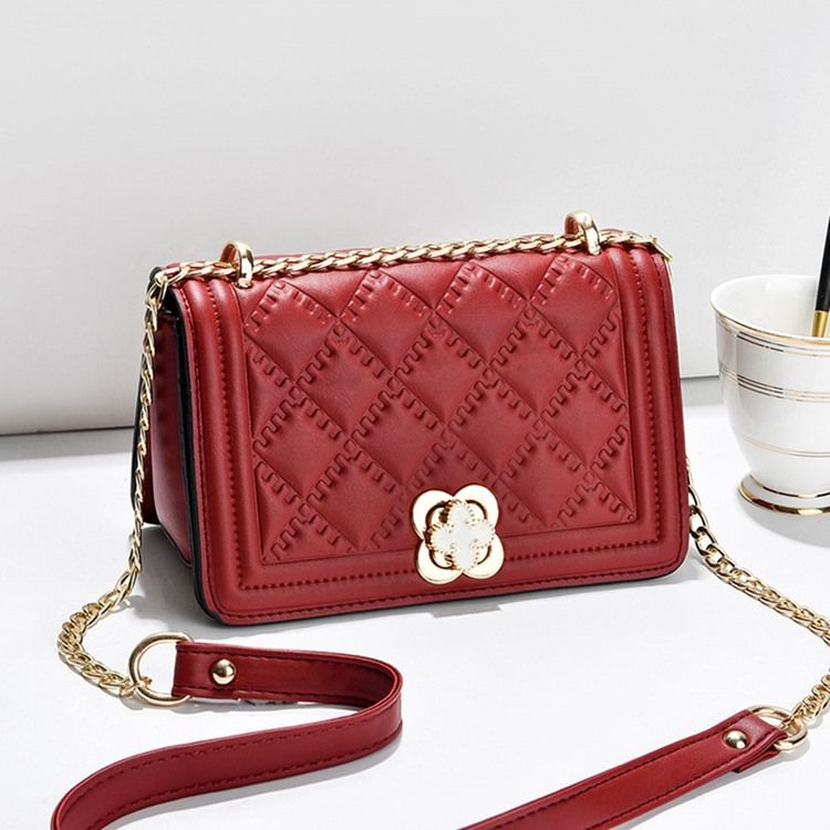 Kedja Rektangel Pu Crossbody-Väskor
