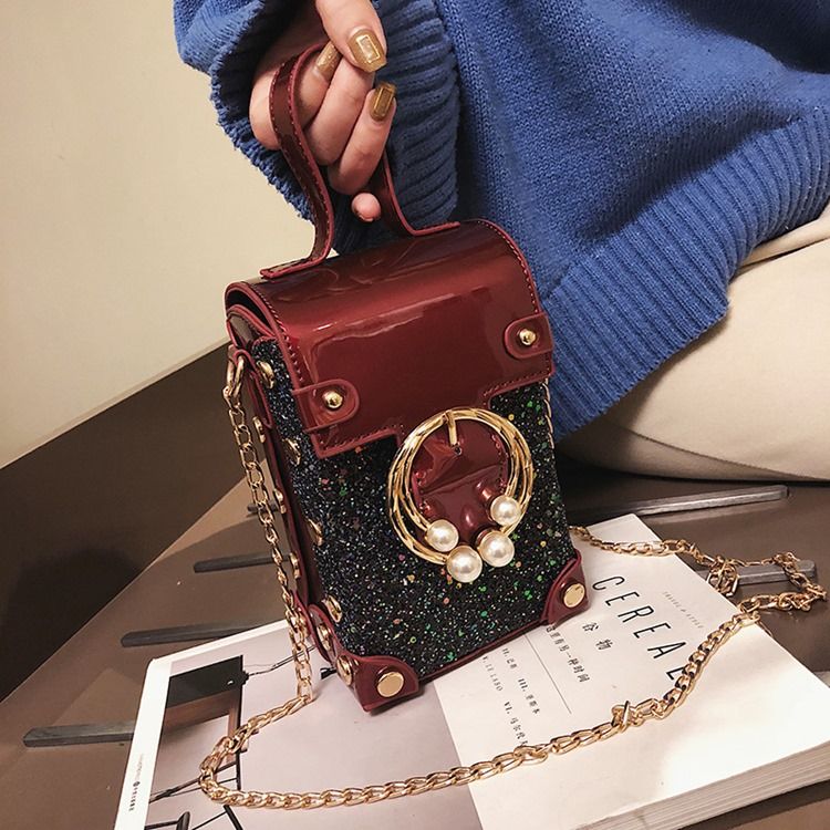 Kedja Vanlig Pu Trunk Crossbody-Väskor