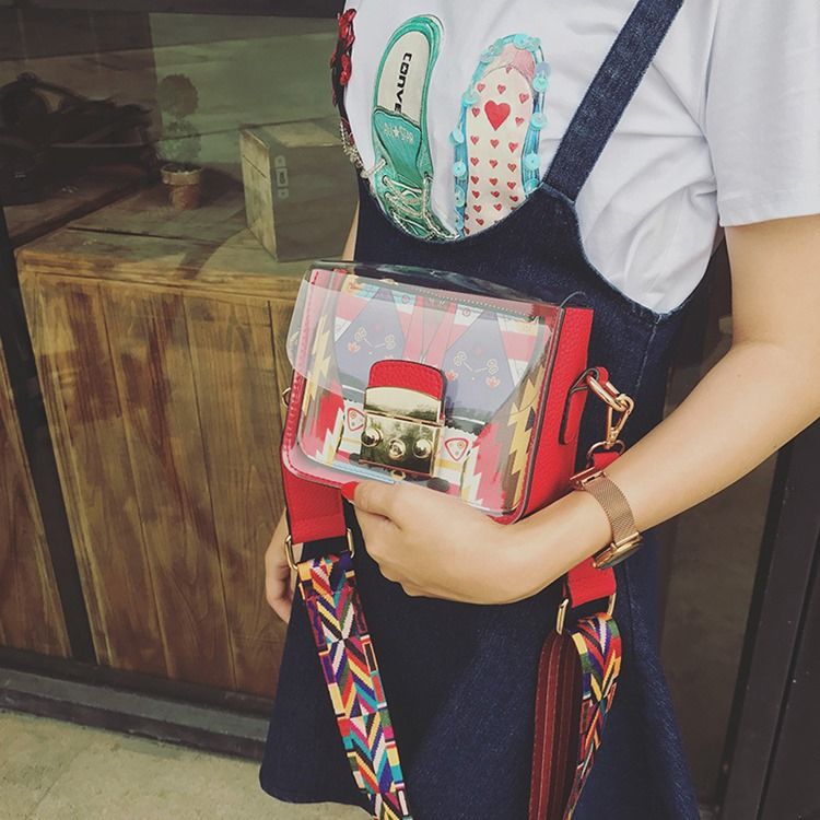 Lås Pu Cartoon Flap Crossbody-Väskor