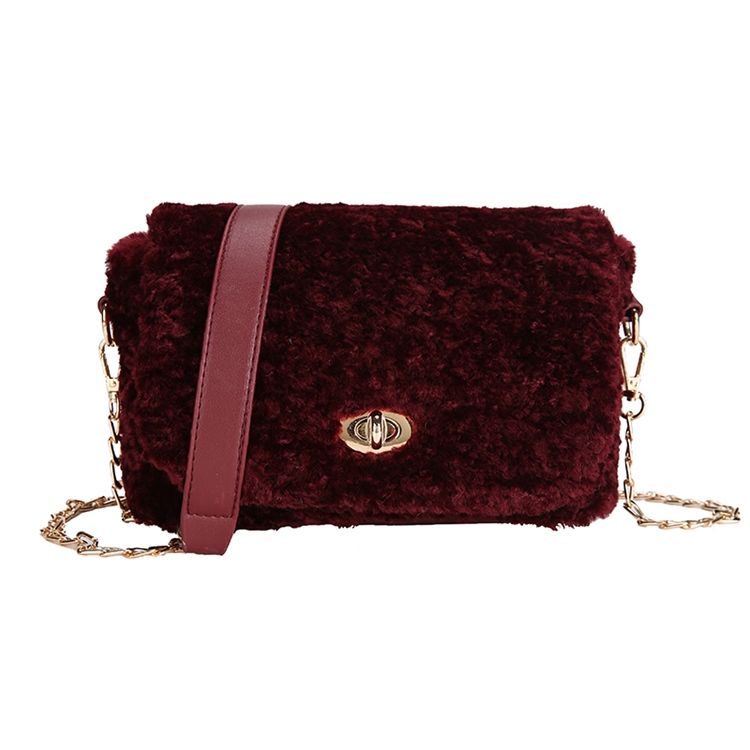 Lås Vanliga Velour Rektangulära Crossbody-Väskor