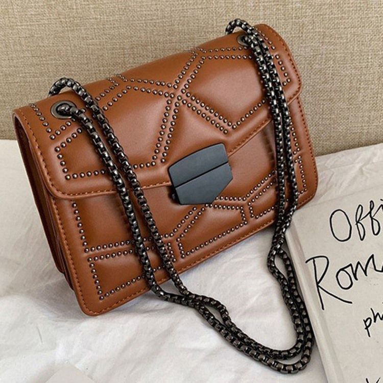 Nit Pu Geometriska Rektangulära Crossbody-Väskor