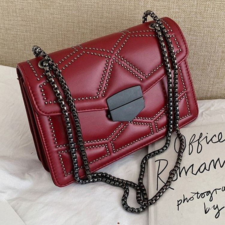 Nit Pu Geometriska Rektangulära Crossbody-Väskor
