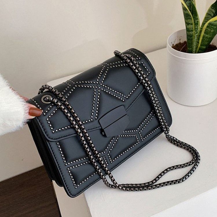 Nit Pu Geometriska Rektangulära Crossbody-Väskor