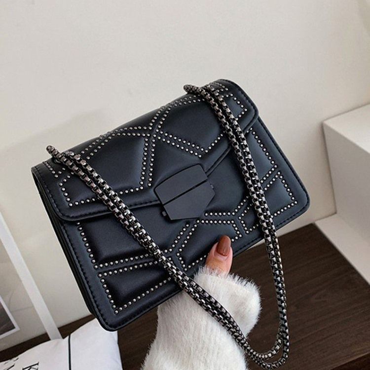 Nit Pu Geometriska Rektangulära Crossbody-Väskor