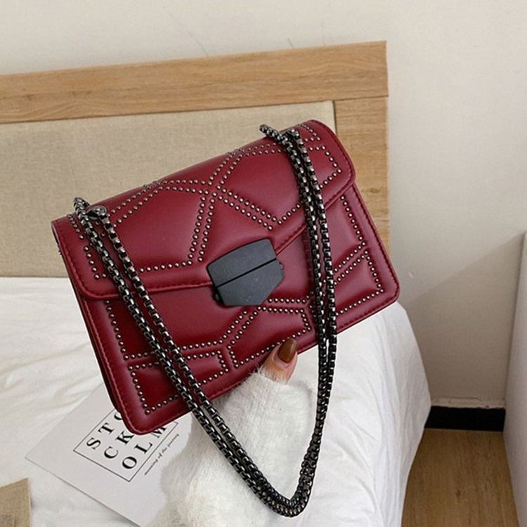 Nit Pu Geometriska Rektangulära Crossbody-Väskor