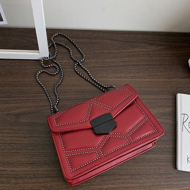 Nit Pu Geometriska Rektangulära Crossbody-Väskor