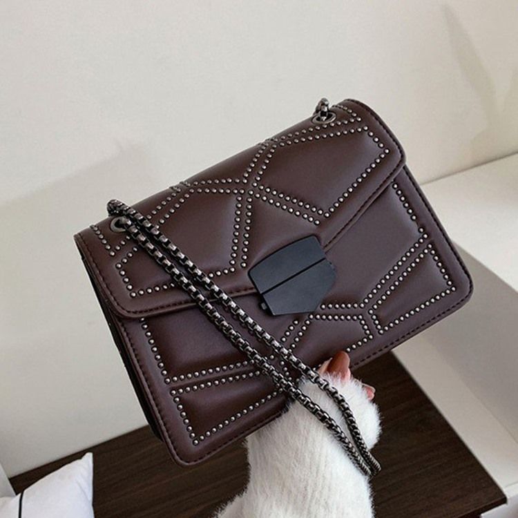 Nit Pu Geometriska Rektangulära Crossbody-Väskor