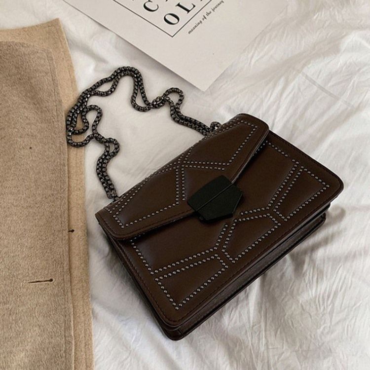 Nit Pu Geometriska Rektangulära Crossbody-Väskor