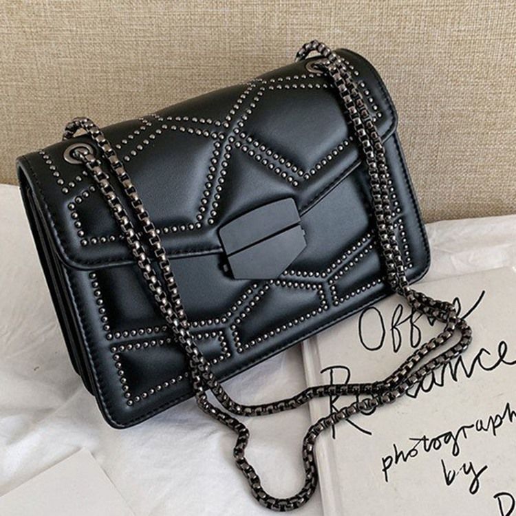 Nit Pu Geometriska Rektangulära Crossbody-Väskor
