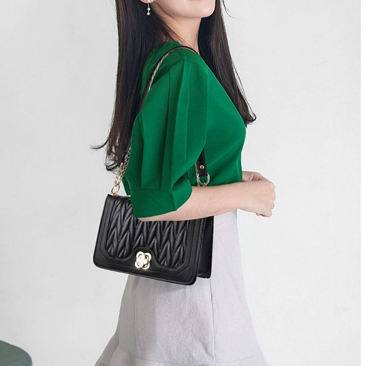 Plain Chain Rektangel Pu Crossbody-Väskor