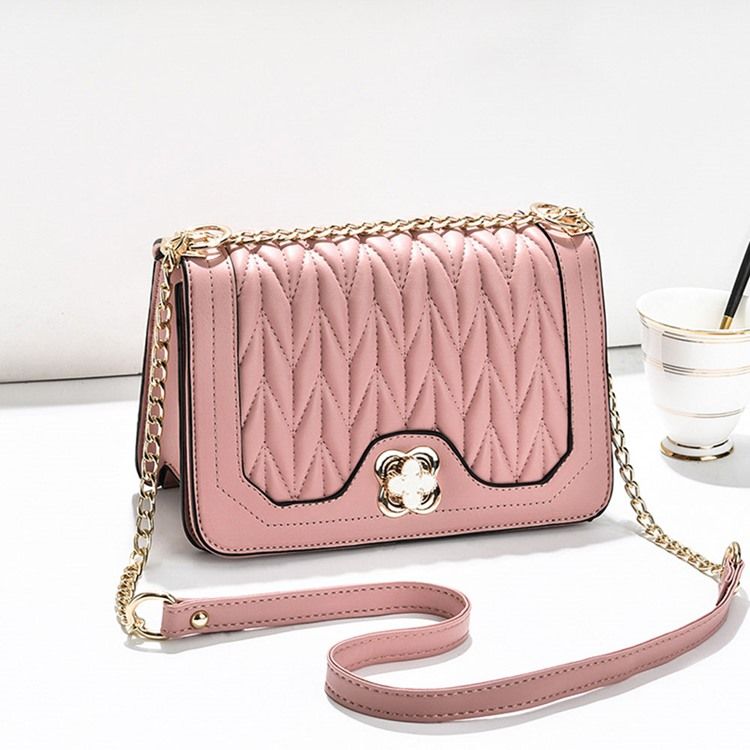 Plain Chain Rektangel Pu Crossbody-Väskor