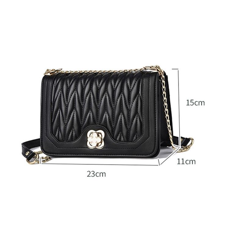 Plain Chain Rektangel Pu Crossbody-Väskor
