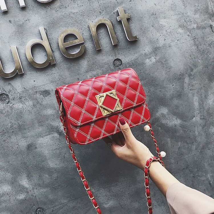 Plain Thread Pu Rektangel Crossbody Påsar