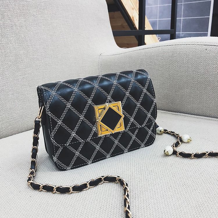 Plain Thread Pu Rektangel Crossbody Påsar