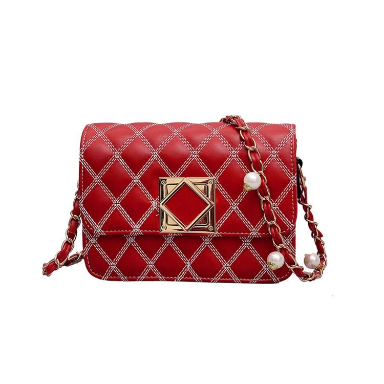 Plain Thread Pu Rektangel Crossbody Påsar