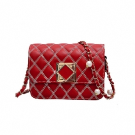 Plain Thread Pu Rektangel Crossbody Påsar
