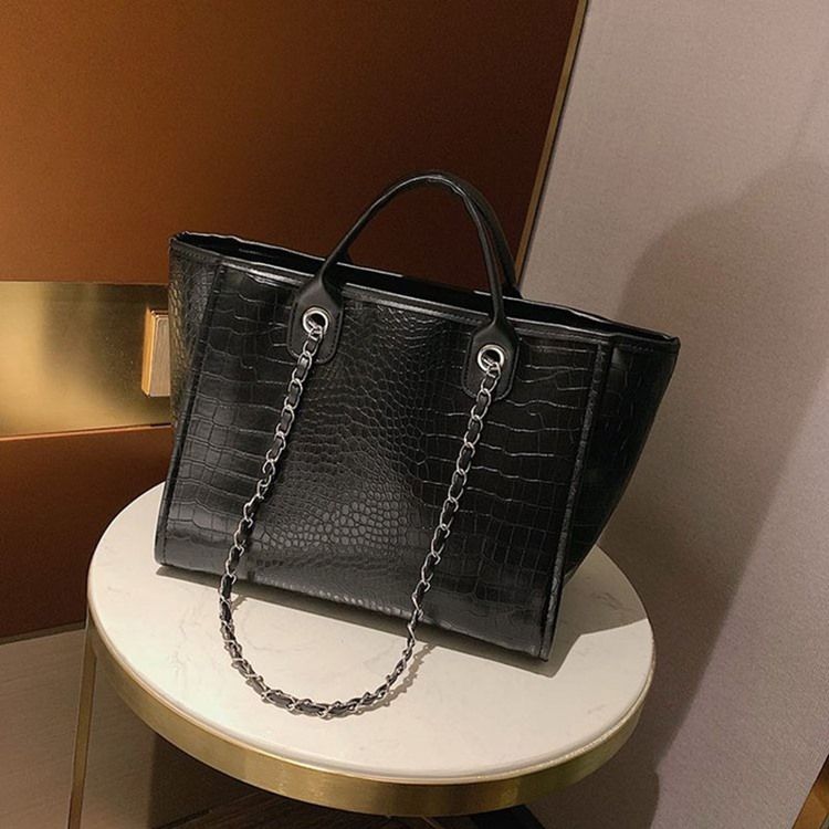 Pu Alligator Embossing Rektangulära Axelväskor
