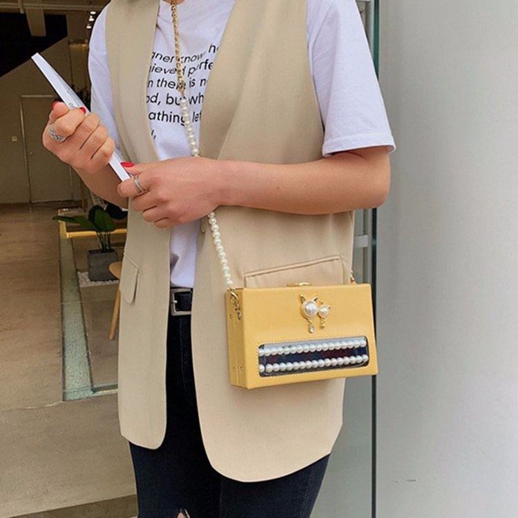 Pu Beads Flap Crossbody-Väskor